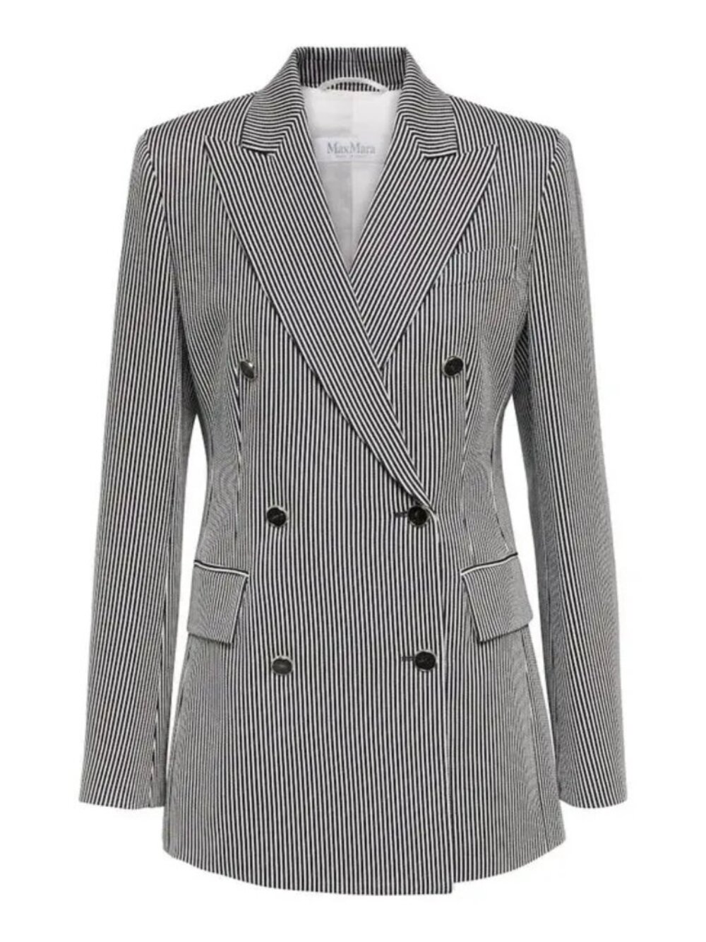 Max Mara Paste Blazer Size 0 Striped Blue White Double Breasted NWOT$1690